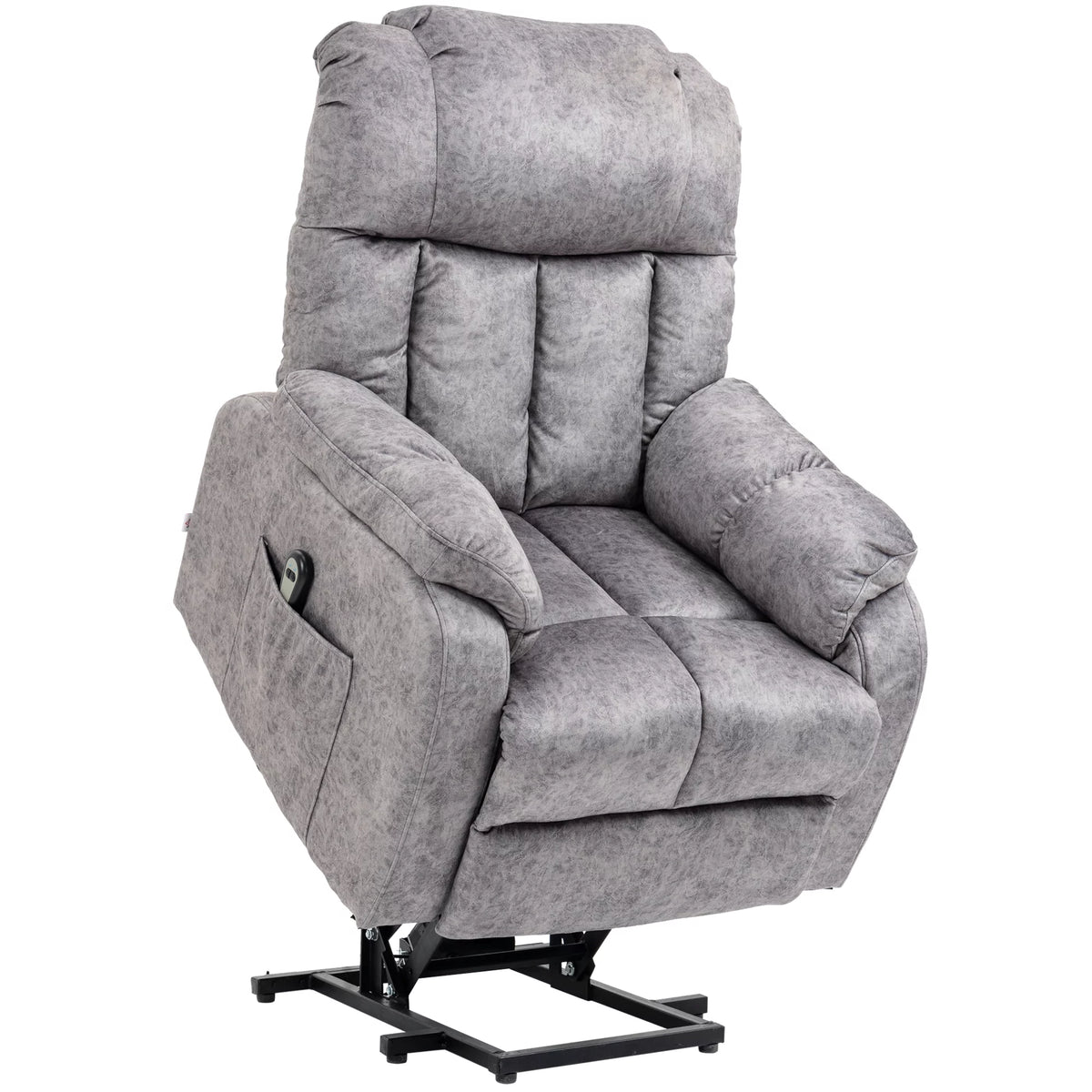 Fauteuil releveur électrique HOMCOM, fauteuil inclinable électrique pour personnes âgées, fauteuil de salon compact avec poche latérale et télécommande, gris