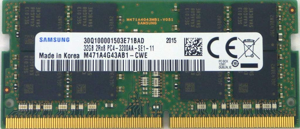 Module de mémoire RAM pour ordinateur portable 32 Go DDR4 3200 MHz PC4-25600 1,2 V 2Rx8 260 broches SODIMM M471A4G43AB1-CWE