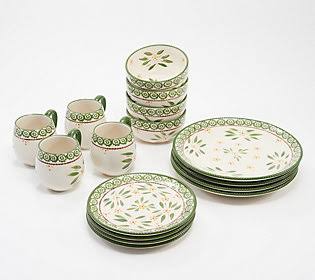 Service de vaisselle essentiel Temp-tations Old World, 16 pièces, vert
