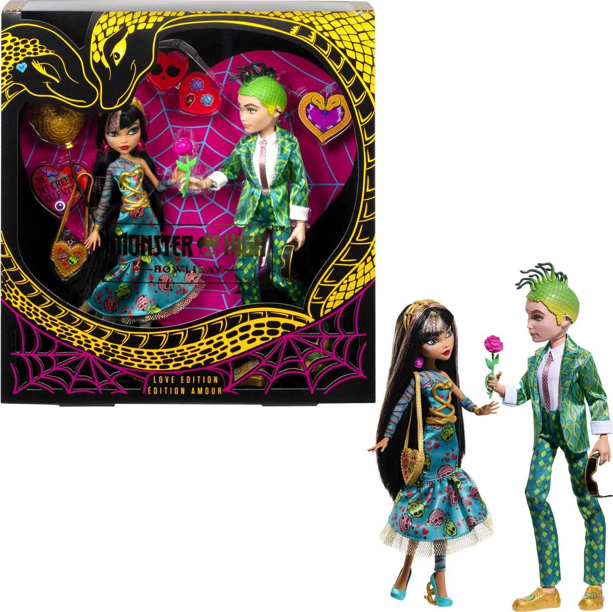 Poupées de collection Monster High Cleo De Nile et Deuce Gorgon, coffret duo Howliday Love