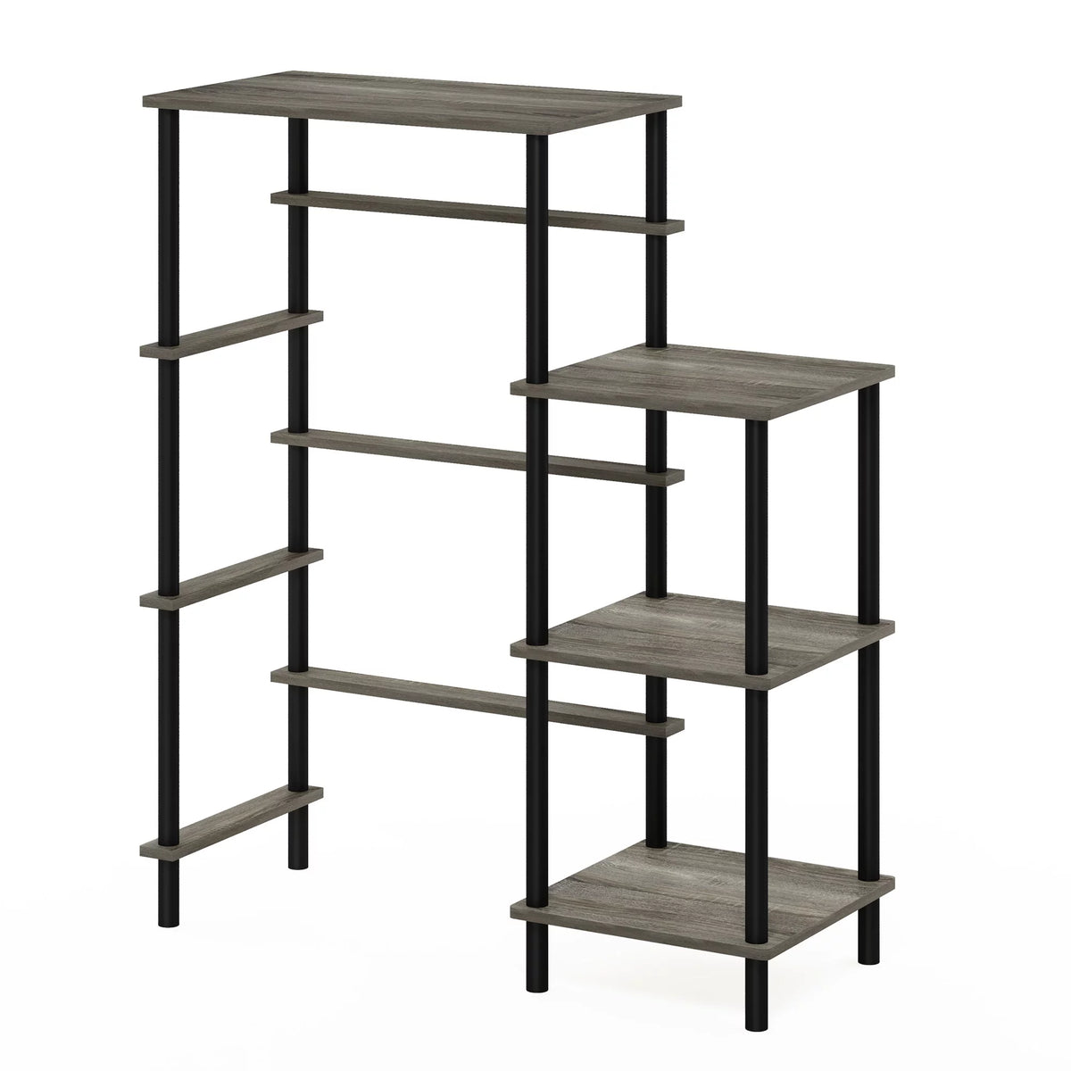 Étagère de rangement de cuisine haute sans outils Furinno Turn-N-Tube, chêne français gris/noir