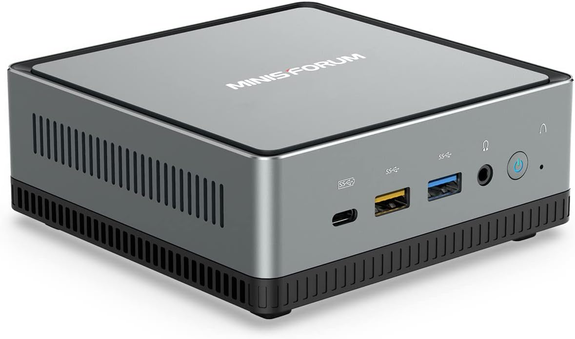 MINISFORUM EliteMini HX90 Mini PC, ordinateur de bureau AMD Ryzen 9 5900HX, DDR4 32 Go + SSD 512 Go, LAN 2,5 Gbps, 2 sorties HDMI et 2 sorties DP 4K à 60 Hz, 2 emplacements HDD, 5 ports USB, PC tour avec carte graphique AMD Radeon