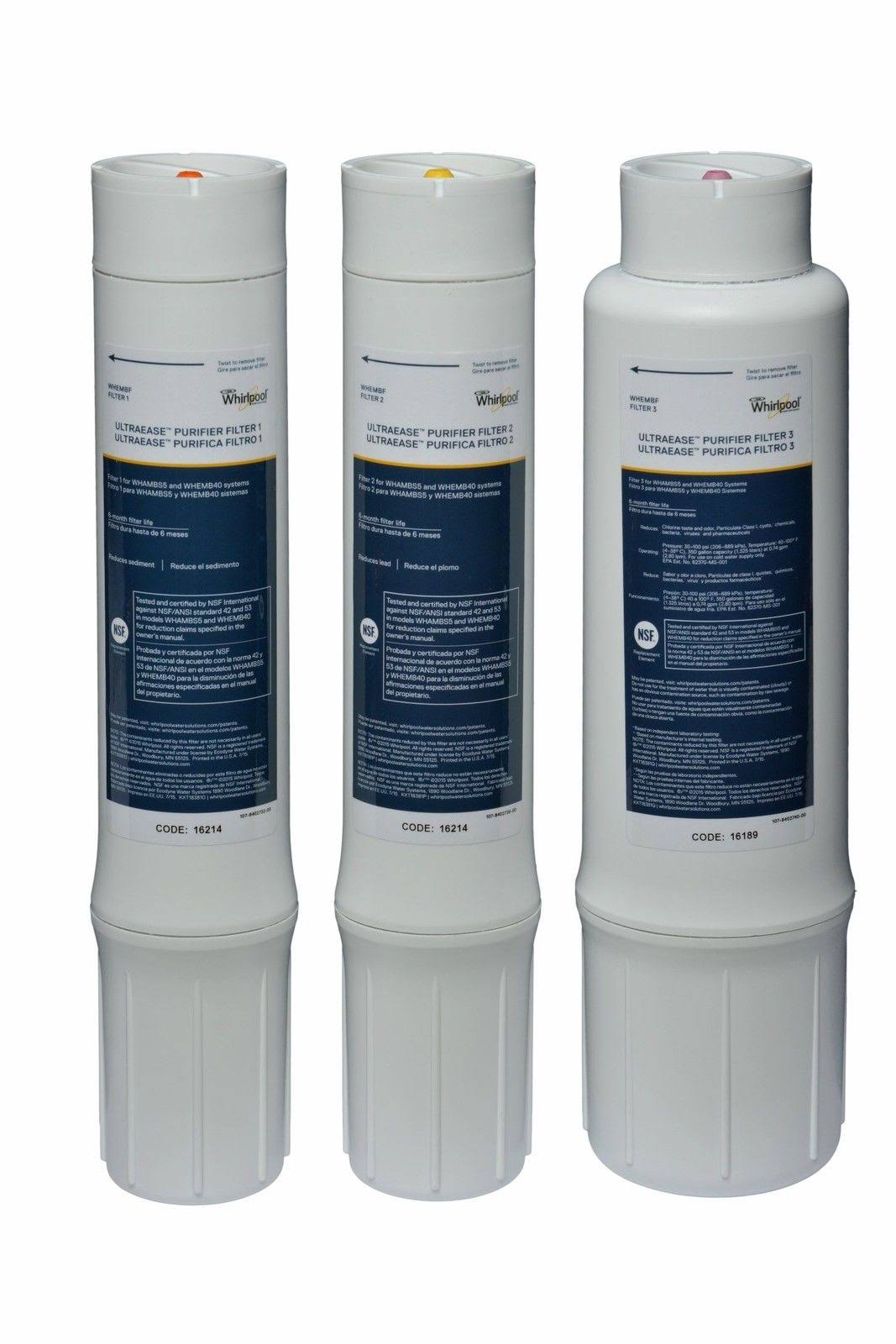 Filtres de rechange pour purificateur d'eau Whirlpool WHEMBF