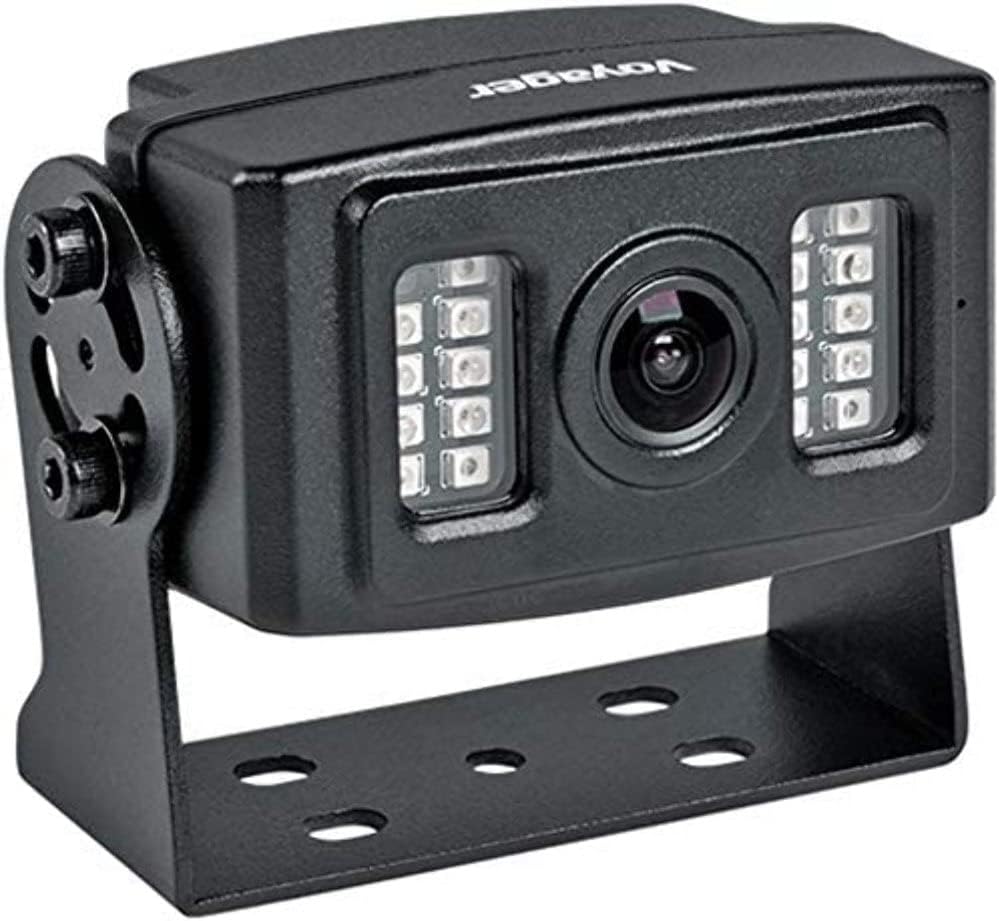 Caméra de recul couleur Voyager VCMS20B avec assistance LED basse lumière, noir, capteur d'image CMOS 1/3 po, résolution de 600 lignes TV, angle de vision de 145°, microphone intégré, obturateur électronique à iris, étanche (IP69K)