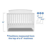 Lit de bébé convertible 4-en-1 à panneaux pleins Archer de Delta Children – Certifié Greenguard Gold, Blanc Bianca