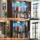 Portant à vêtements industriel Aheaplus, portant réversible de 202,4 cm pour suspendre les vêtements, penderie robuste avec lumières LED et étagères, système de dressing, noir