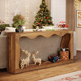 Table console de ferme Tribesigns 63 pouces avec rangement, table de canapé à placer derrière le canapé, longue table d'entrée, console étroite, meuble d'entrée pour salon, marron