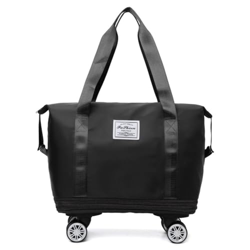 Sac de voyage à roulettes avec poignée, sac pliable extensible, bagage cabine avec roulettes amovibles, sac de week-end à roulettes pour femmes et hommes – Violet