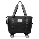 Sac de voyage à roulettes avec poignée, sac pliable extensible, bagage cabine avec roulettes amovibles, sac de week-end à roulettes pour femmes et hommes – Violet