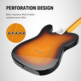 Guitare électrique Jazz Donner 39 pouces TL Thinline avec ouïe, format complet pour débutant, corps creux avec micros H-H, housse, sangle, câble, Sunburst (DJC-1000S)