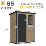 Abri de jardin extérieur en résine DWVO 1,5 x 0,9 m avec plancher, abri de rangement verrouillable et étanche avec fenêtre, rangement d'outils en plastique pour jardin, arrière-cour, terrasse, pelouse, gris