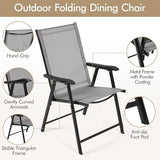 Yaheetech Lot de 4 chaises de salle à manger de patio avec accoudoirs, chaises pliantes d'extérieur avec cadre en métal et dossier pour pelouse, jardin, cour et bord de piscine, noir