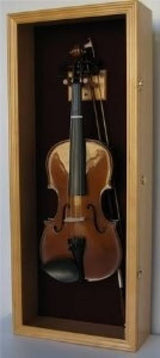 DisplayGifts Vitrine pour violon avec support et serrure (fini chêne)