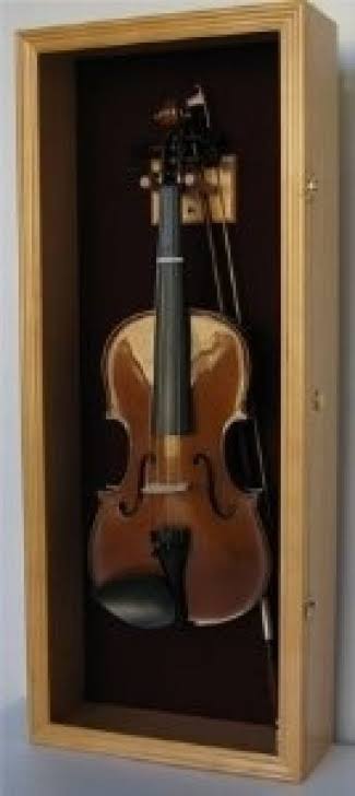 DisplayGifts Vitrine pour violon avec support et serrure (fini chêne)