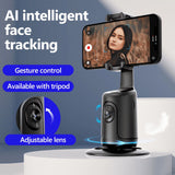 Trépied à suivi automatique du visage X XBEN, support de caméra de téléphone à rotation à 360° pour suivi du visage et du corps, support de téléphone à prise de vue intelligente pour diffusion en direct, vlog et vidéo, blanc