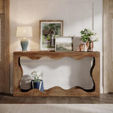 Table console de ferme Tribesigns 63 pouces avec rangement, table de canapé à placer derrière le canapé, longue table d'entrée, console étroite, meuble d'entrée pour salon, marron