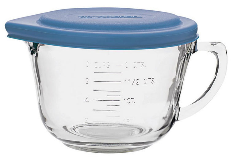 Bol à pâte en verre Anchor Hocking avec couvercle bleu, 2 pintes