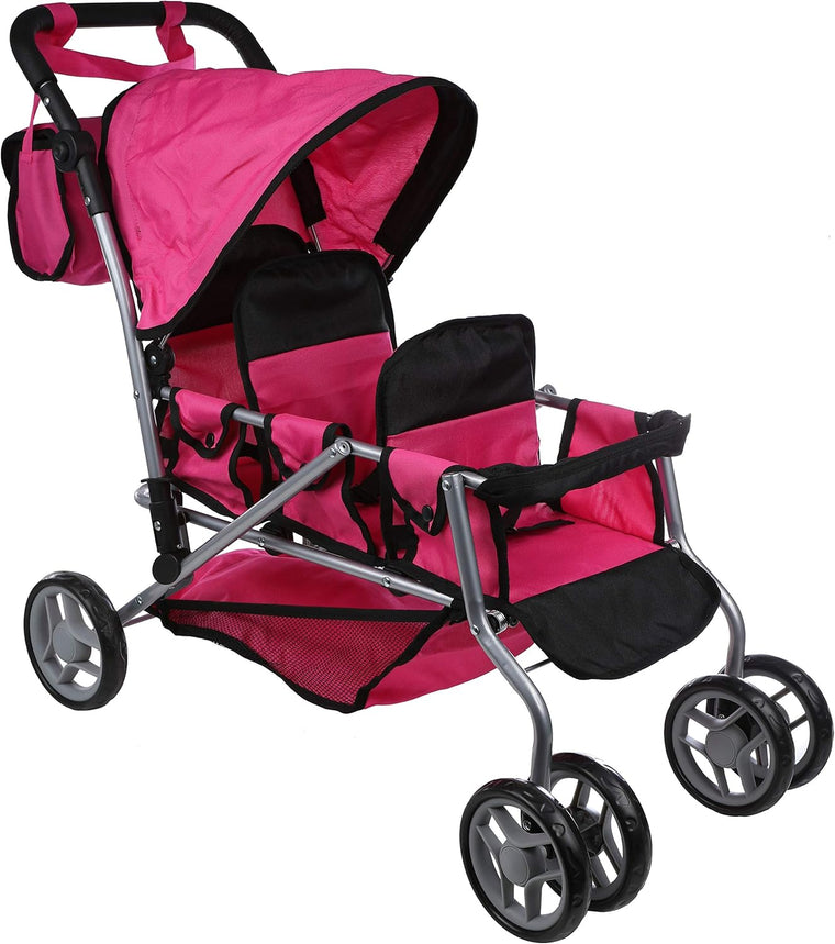 Poussette pour triplés Mommy & Me, sièges dos à dos avec roues pivotantes et sac de transport inclus – 9668A