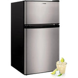 Mini-réfrigérateur Upstreman 3,2 pi³ avec congélateur, réfrigérateur à double porte - Acier inoxydable classique