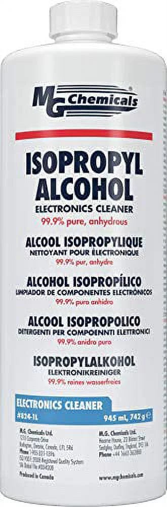 Nettoyant pour électronique à l'alcool isopropylique à 99,9 % MG Chemicals, bouteille de liquide de 945 mL