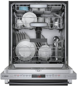 Bosch – Lave-vaisselle encastrable à commandes intégrées de 24 po de la série 800 avec CrystalDry, cuve en acier inoxydable, 3e panier, 40 dBa – Acier inoxydable