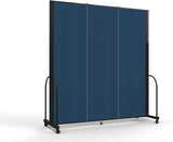Séparateur de pièce standard avec cadre en métal, cloison de séparation pliante et portable pour écoles et bureaux, 2,29 m de haut x 2,62 m de large, bleu marine