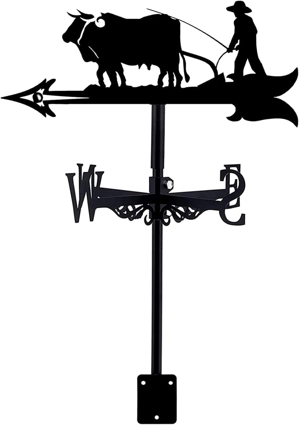 Girouette décorative, girouette en métal avec support de toit, forme de fermier rétro, indicateur de direction du vent pour jardin, décoration de maison créative pour ferme et cour