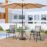 Yaheetech Lot de 4 chaises de salle à manger de patio avec accoudoirs, chaises pliantes d'extérieur avec cadre en métal et dossier pour pelouse, jardin, cour et bord de piscine, noir