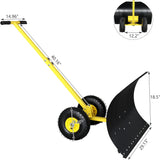 Pelle à neige avec roues Outvita, chasse-neige de 29 po de large et 18 po de long, angle et hauteur réglables, poignée rembourrée, outil de déneigement efficace pour allée ou trottoir (jaune)