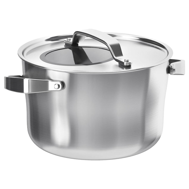 IKEA – SENSUELL Faitout avec couvercle, acier inoxydable/gris, 5,5 l