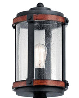 Lanterne de poteau Kichler Barrington, 17,85 po H, noir vieilli et bois