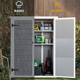 Abri de jardin extérieur en résine DWVO 1,5 x 0,9 m avec plancher, abri de rangement verrouillable et étanche avec fenêtre, rangement d'outils en plastique pour jardin, arrière-cour, terrasse, pelouse, gris