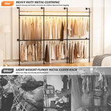 Portant à vêtements industriel Aheaplus, portant réversible de 202,4 cm pour suspendre les vêtements, penderie robuste avec lumières LED et étagères, système de dressing, noir