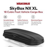 Coffre de toit Yakima, caisson de rangement rigide pour véhicule avec serrure SKS, SkyBox NX XL, 510 litres, noir