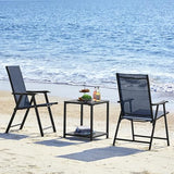 Yaheetech Lot de 4 chaises de salle à manger de patio avec accoudoirs, chaises pliantes d'extérieur avec cadre en métal et dossier pour pelouse, jardin, cour et bord de piscine, noir