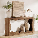 Table console de ferme Tribesigns 63 pouces avec rangement, table de canapé à placer derrière le canapé, longue table d'entrée, console étroite, meuble d'entrée pour salon, marron