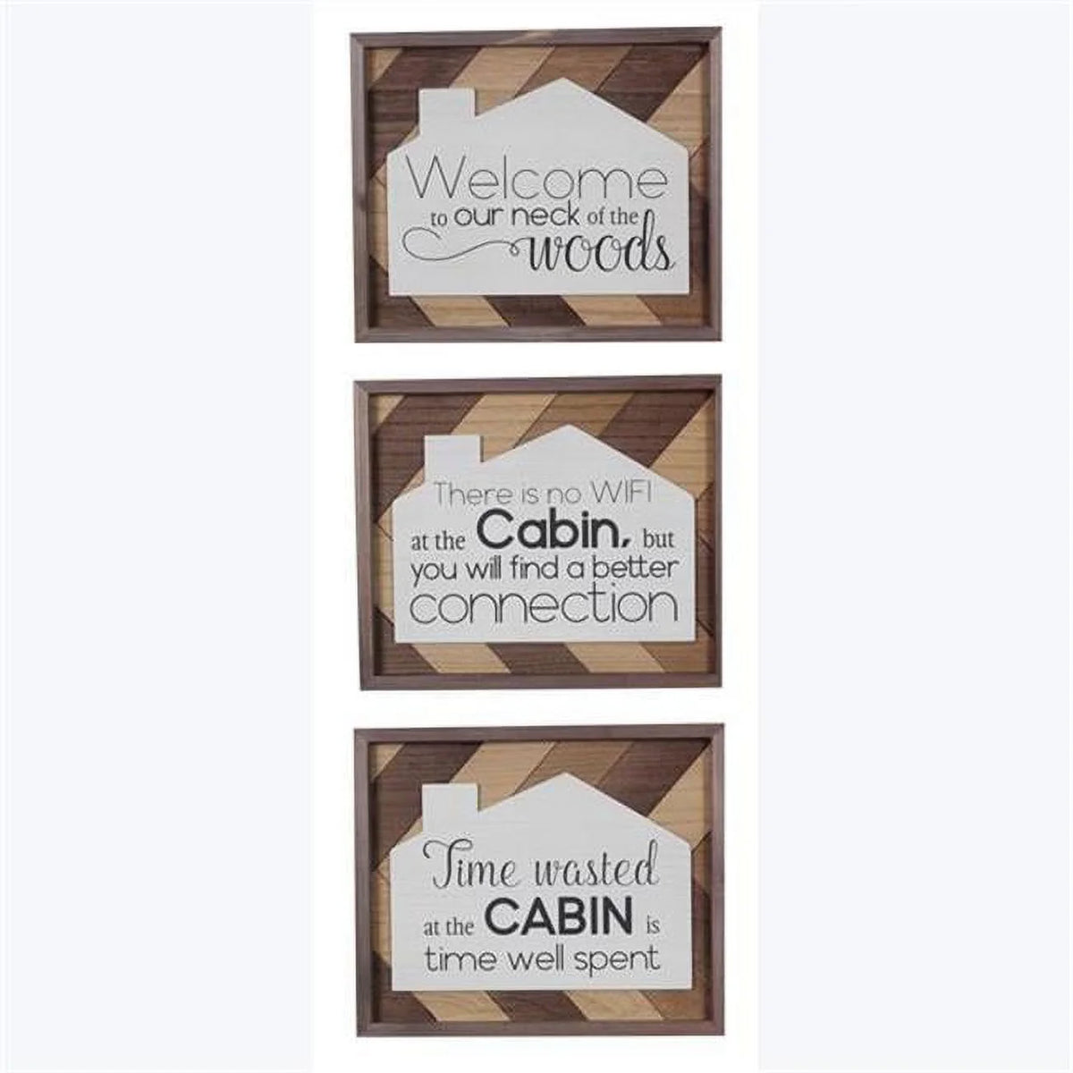 Plaque murale Wood Lodge Cabin, couleur assortie – lot de 3