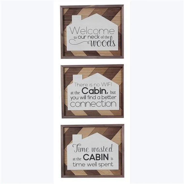 Plaque murale Wood Lodge Cabin, couleur assortie – lot de 3