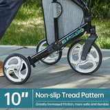 ELENKER Déambulateur à 3 roues pour seniors, rollator à 3 roues avec roues de 10 pouces, déambulateur étroit pour espaces restreints, pliable et compact, idéal pour les voyages, bleu