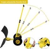 Pelle à neige avec roues Outvita, chasse-neige de 29 po de large et 18 po de long, angle et hauteur réglables, poignée rembourrée, outil de déneigement efficace pour allée ou trottoir (jaune)