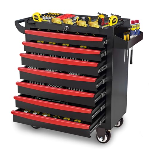 Servante d'atelier à roulettes, boîte à outils en métal à 5 tiroirs, armoire de rangement verrouillable pour garage, chariot à outils coulissant sur roues, établi d'organisation pour atelier, entrepôt et garage de réparation