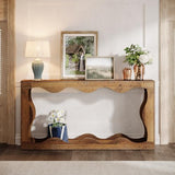 Table console de ferme Tribesigns 63 pouces avec rangement, table de canapé à placer derrière le canapé, longue table d'entrée, console étroite, meuble d'entrée pour salon, marron