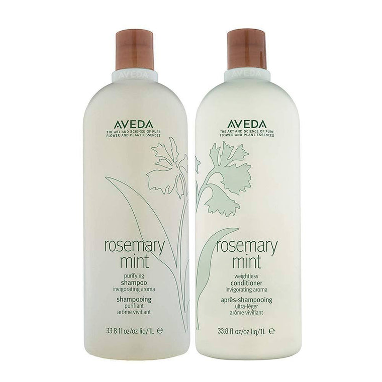 Duo shampoing purifiant à la menthe et après-shampoing léger Aveda LITER, Romarin