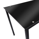Ensemble de salle à manger 5 pièces, 1 table de cuisine et 4 chaises rembourrées, cadre en métal, plateau en verre trempé, noir