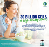 (2 flacons) 1 complément probiotique Body Probiotic 30 milliards d'UFC avec prébiotiques, 120 gélules végétaliennes résistantes à l'acidité pour favoriser la santé intestinale et soutenir le système immunitaire pour hommes et femmes