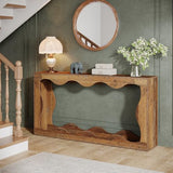 Table console de ferme Tribesigns 63 pouces avec rangement, table de canapé à placer derrière le canapé, longue table d'entrée, console étroite, meuble d'entrée pour salon, marron