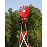 Éolienne de jardin Outdoor Water Solutions de 12 pieds, revêtement en poudre rouge et blanc