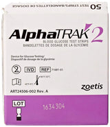 Bandeslettes de test de glycémie AlphaTRAK 2, boîte de 50