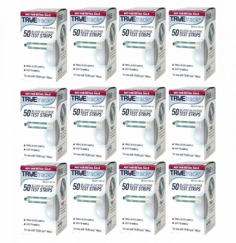 Bandeslettes de test de glycémie Truetrack, 12 boîtes de 50 (600 au total)