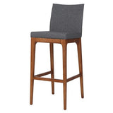 Tabouret de comptoir Devon en similicuir de New Pacific Direct, pieds brun noyer, gris antique, lot de 2